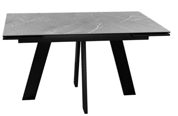 Стол обеденный раскладной DikLine SKM140 Керамика серый мрамор/подстолье черное/опоры черные (2 уп.) в Туле