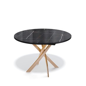 Стеклянный стол Kenner R1100 (Золото/Венге/Черный камень глянцевый) в Туле