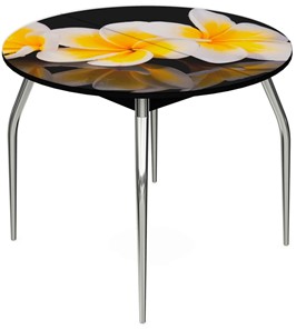 Кухонный стол раскладной Ривьера - Круг, ноги метал. крашеные №24, ФП (Цветы №11) в Туле