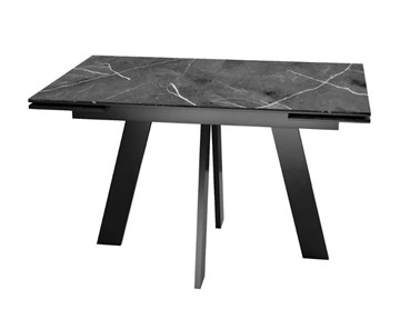 Обеденный раздвижной стол SKM 120, керамика черный мрамор/подстолье черное/ножки черные в Туле