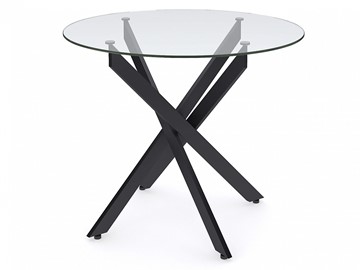 Обеденный круглый стол Dikline R900 стекло/ножки черный металл в Туле