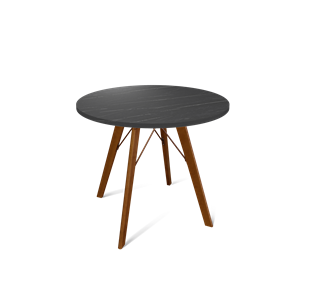 Круглый стол на кухню SHT-TU9 / SHT-TT 80 ЛДСП (камень пьетра гриджио черный/темный орех) в Туле