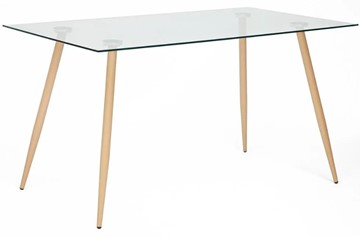 Стол со стеклянной столешницей SOPHIA (mod. 5003) металл/стекло (8мм), 140x80x75, бук/прозрачный арт.12098 в Туле