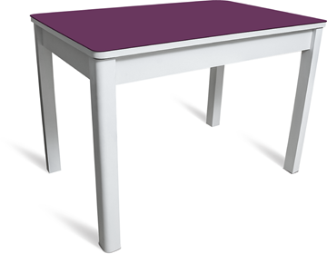 Кухонный стол раскладной Айсберг-07 СТ2, белое ЛДСП/фиолетовое стекло/40 массив белый в Туле