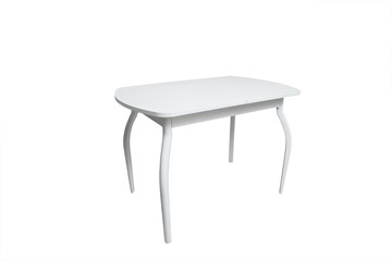 Кухонный стол раздвижной ПГ-01СТ белое/белое/крашенные фигурные в Туле