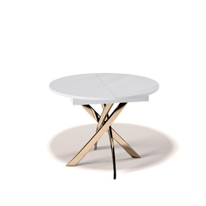 Круглый стол на кухню Kenner R1100 (Золото/Белое/Стекло белое глянец) в Туле