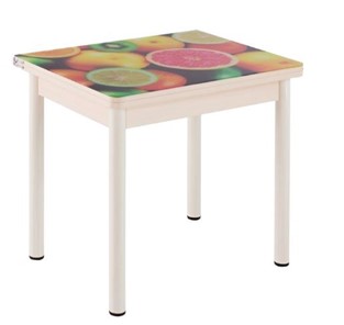 Кухонный пристенный стол СПА-01 СТФ, дуб молочный ЛДСП/стекло фрукты/36 прямые трубки крашеные белые в Туле