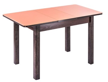 Кухонный раскладной стол Айсберг-02 СТ1, венге ЛДСП/стекло оранжевое/42 прямые массив венге в Туле