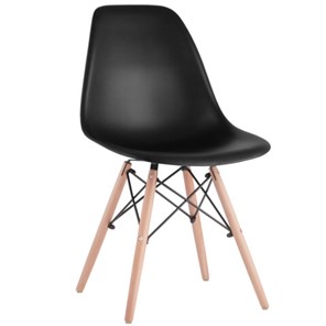 Комплект обеденных стульев 4 шт. BRABIX "Eames CF-010", пластик черный, опоры дерево/металл, 532631, 2033A в Туле