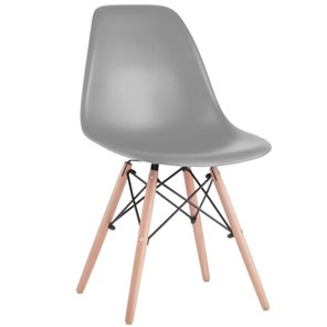 Комплект обеденных стульев 4 шт. BRABIX "Eames CF-010", пластик серый, опоры дерево/металл, 532632, 2033A в Туле