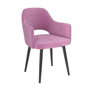 Обеденный стул Берта, велюр тенерифе розовый/Цвет металл черный в Туле