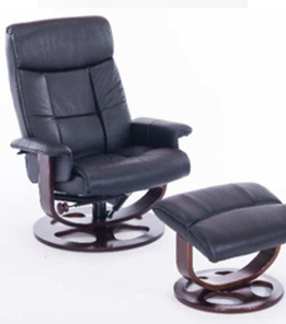 Кресло ДамОфис J6011 для релаксации нат. кожа / дерево, черный в Туле