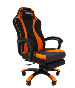 Игровое кресло CHAIRMAN GAME 35 с выдвижной подставкой для ног Ткань черная / Ткань оранжевая в Туле