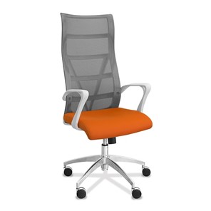 Офисное кресло для руководителя Топ X белый каркас, сетка/ткань TW / серая/оранжевая в Туле