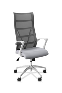 Кресло в офис Топ X белый каркас, сетка/ткань TW / серая/ серая в Туле