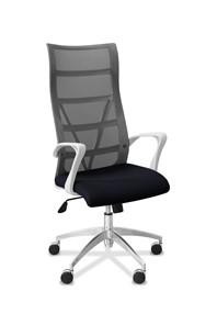 Кресло в офис Топ X белый каркас, сетка/ткань TW / серая/черная в Туле
