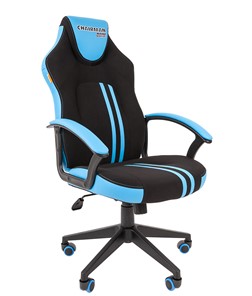 Кресло игровое CHAIRMAN GAME 26  Экокожа - Ткань стандарт. Черный/голубой в Туле