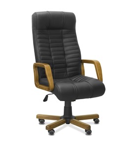 Офисное кресло для руководителя Атлант W, экокожа премиум / черная CN1114/ дерево - орех в Туле