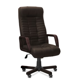 Офисное кресло для руководителя Атлант W, экокожа премиум / тёмно-коричневая CN1113/ дерево - венге в Туле