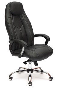 Офисное кресло BOSS Lux, кож/зам, черный/черный перфорированный, арт.9160 в Туле