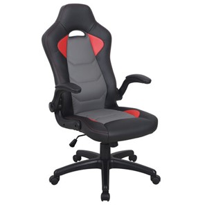 Офисное кресло BRABIX "Skill GM-005", откидные подлокотники, экокожа, черное/красное, 532496 в Туле