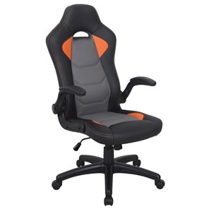 Офисное кресло BRABIX "Skill GM-005", откидные подлокотники, экокожа, черное/оранжевое, 532495 в Туле