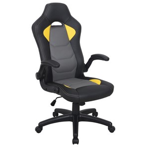 Офисное кресло BRABIX "Skill GM-005", откидные подлокотники, экокожа, черное/желтое, 532494 в Туле