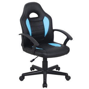 Офисное кресло BRABIX "Spark GM-201", экокожа, черное/голубое, 532505 в Туле