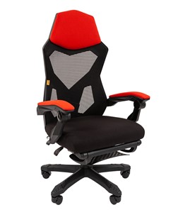 Кресло CHAIRMAN 571 с подставкой для ног , сетчатый акрил / полиэстер черный/красный в Туле