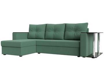 Угловой диван с оттоманкой Атланта Лайт, Амур зеленый (микровельвет) в Туле