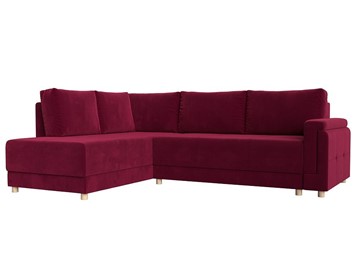 Угловой раскладной диван Лига-024, Бордовый (Микровельвет) в Туле