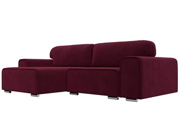 Угловой диван с оттоманкой Лига-029, Бордовый (Микровельвет) в Туле
