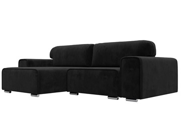 Угловой диван с оттоманкой Лига-029, Черный (Велюр) в Туле