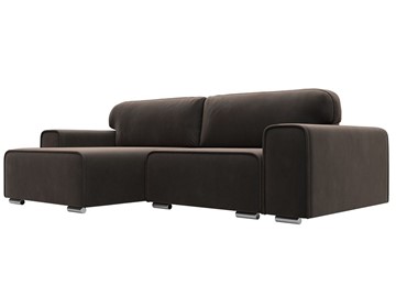 Угловой диван с оттоманкой Лига-029, Коричневый (Велюр) в Туле