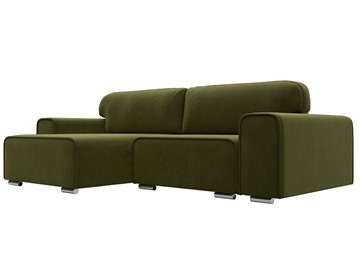 Угловой диван с оттоманкой Лига-029, Зеленый (Микровельвет) в Туле