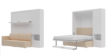 Кровать-шкаф трансформер Кровать-трансформер Smart (ШП+КД 1600), шкаф правый, левый подлокотник в Туле