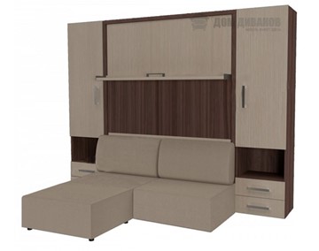 Подъемная кровать Кровать-трансформер Smart (ШЛ+КД 1600+ШП+Пуф), 2 шкафа, без подлокотников в Туле