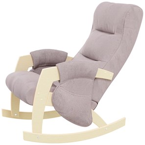 Кресло-качалка ЭЛИТ с карманами Джанни (каркас дуб, сиденье серо-розовое) в Туле
