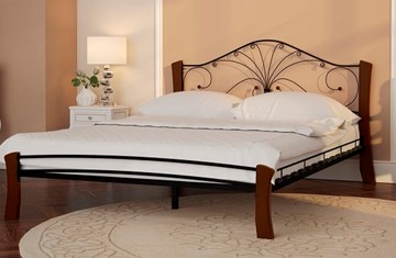 Кровать 2-спальная Фортуна 4 Лайт, 1600, черный/махагон в Туле