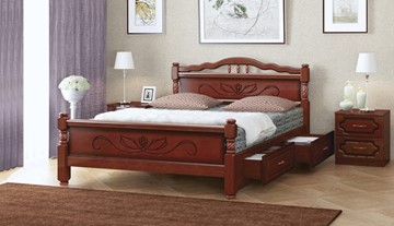 Кровать с выкатными ящиками Карина-5 (Орех) 140х200 в Туле