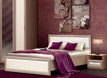 Двуспальная кровать Камелия, 1600, шимо светлый/белый кожзам в Туле