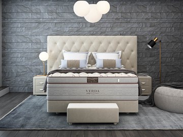 Кровать в спальню Luxe/Podium M 160х200, Флок (Велсофт Бежевый) в Туле