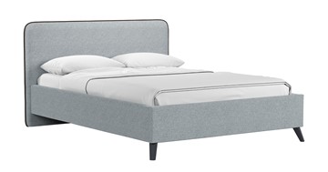 Кровать с подъемным механизмом Миа, 140 Bravo grey (серый) / кант Лайт 10 Велюр (коричневый) + кроватное дно в Туле