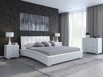 Кровать в спальню Орматек Corso-1L 180х200, Экокожа (Белый) в Туле