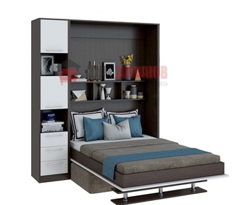 Кровать-шкаф с диваном Бела 1, с полкой ножкой с 1 пеналом, 1600х2000, венге/белый в Туле