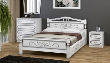 Кровать с выкатными ящиками Карина-5 (Белый Жемчуг) 160х200 в Туле