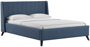Полуторная кровать Мелисса 140, арт. Тори 83 велюр (серо-синий) + кроватное дно в Туле