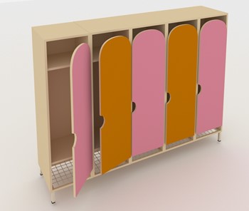 Детский распашной шкаф ШГС5 Беж +Оранжевый + Розовый в Туле