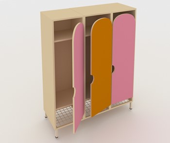 Распашной детский шкаф ШГС3 Беж + Розовый + Оранжевый в Туле