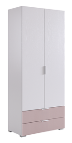 Шкаф двухдверный с ящиками Зефир 108.01 (белое дерево/пудра розовая (эмаль)) в Туле